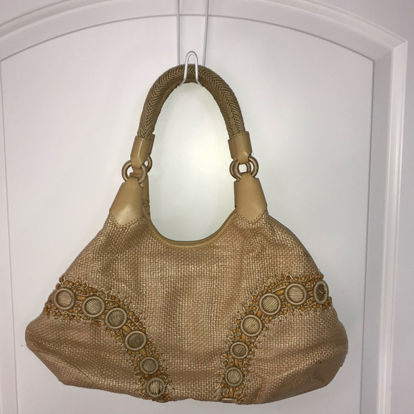 Cole Haan Alyssa Bead Woven Bag EUC - Picture 2 of 5